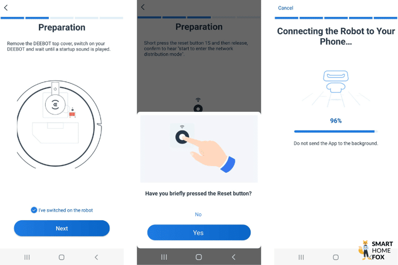 Die Ecovacs Home App wird eingerichtet